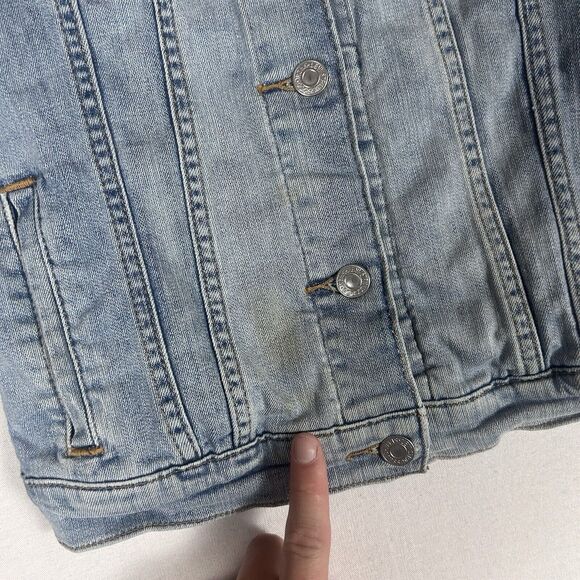 Levis Jean Jacket Womens Size Small Light Wash Trucker Denim Original STAINED - Picture 2 of 13